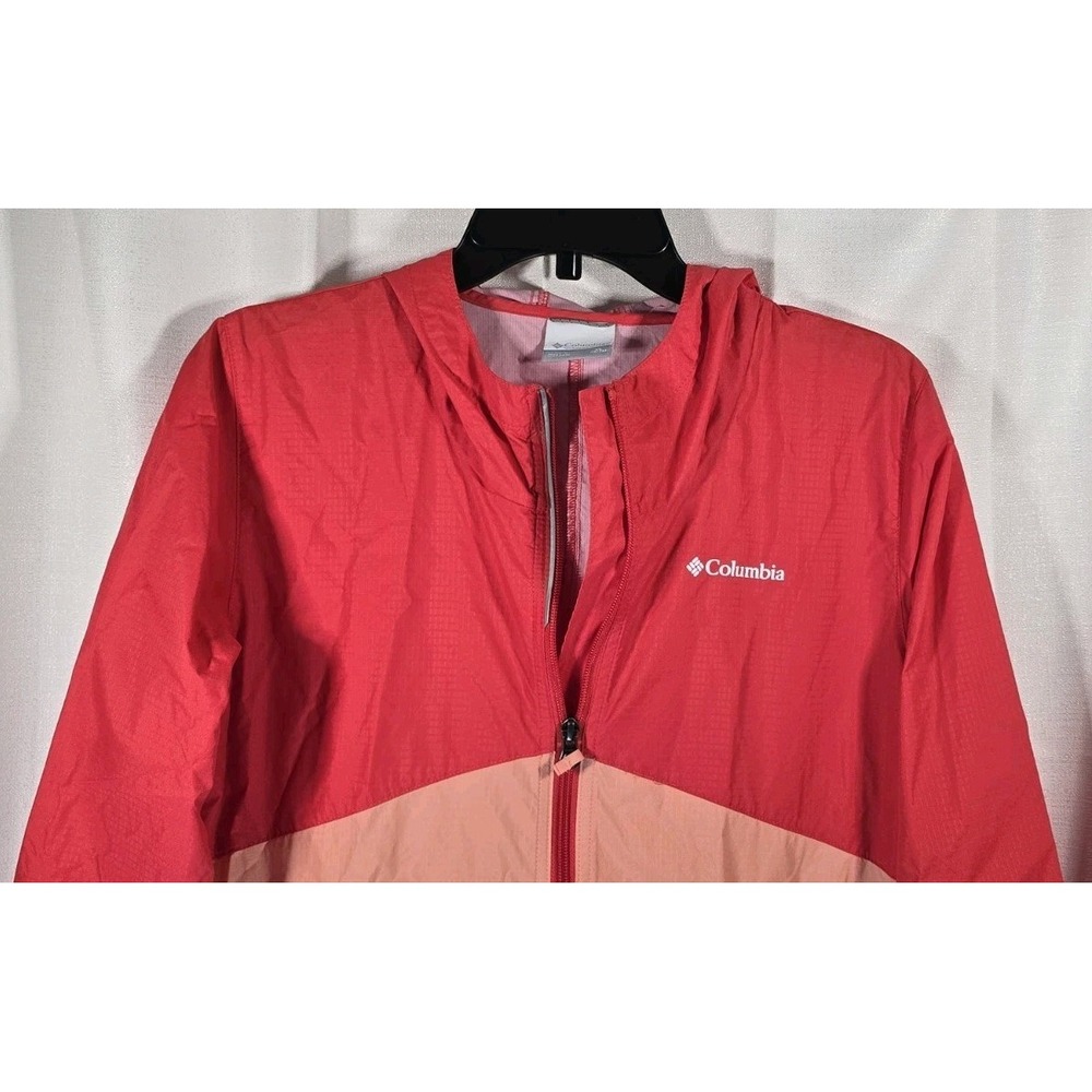 Columbia Hooded Windbreaker Jacket Womens Size XLarge Red & Pink
